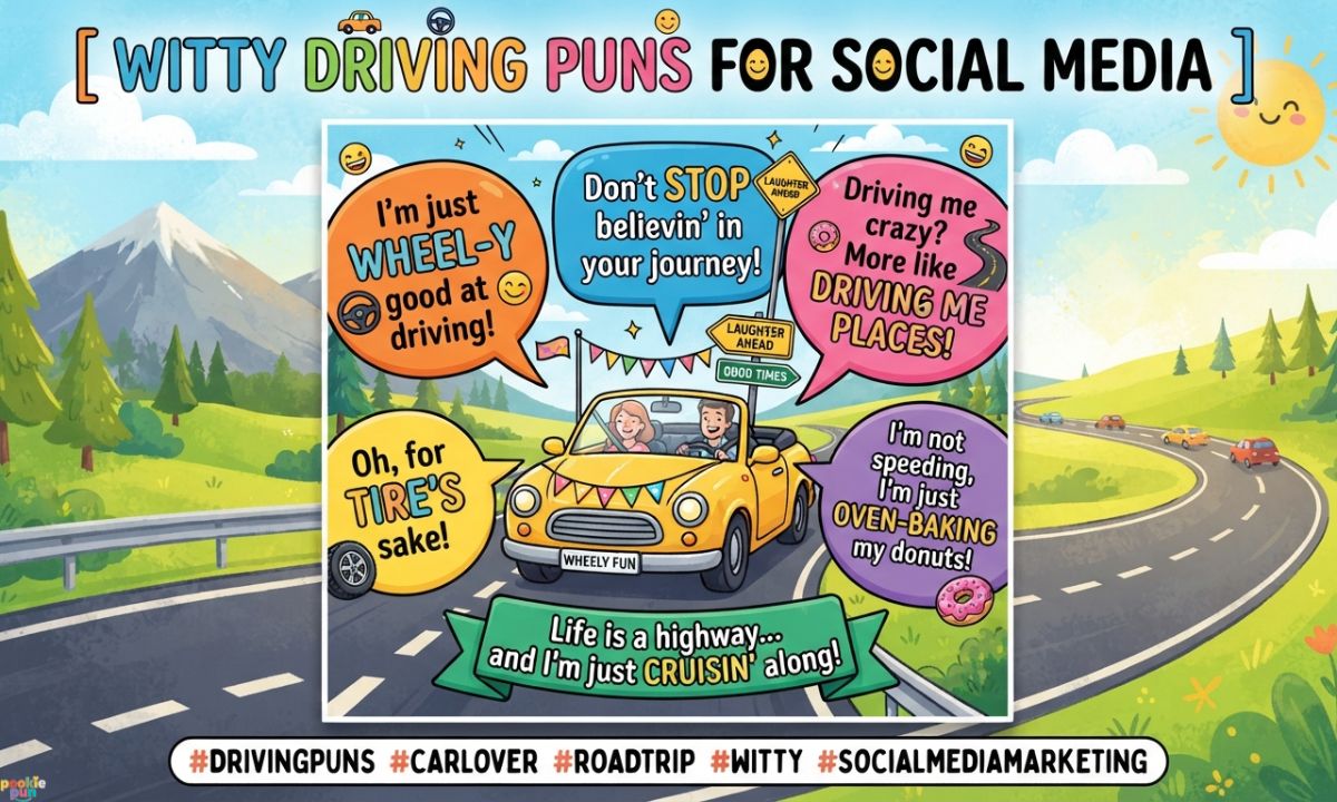 Witty Driving Puns for Social Media